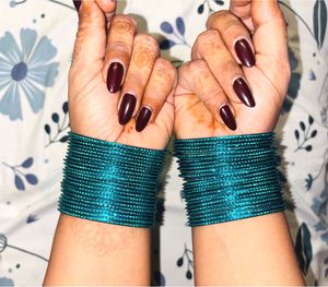 Teal shimmer metal Stackable Bangles