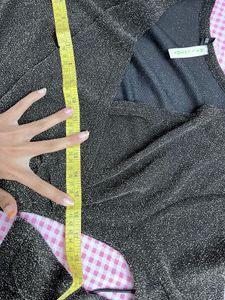 Shimmery Black Wrap Top