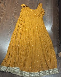 Mustard Polka Dot Midi Dress