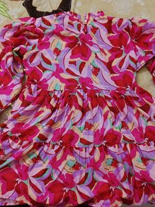 Vibrant Floral Print Tiered Top