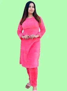 Woollen Fur Kurta Plazo Set