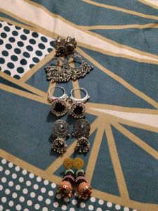 Elegant Jhumka & Oxidized Earrings Set