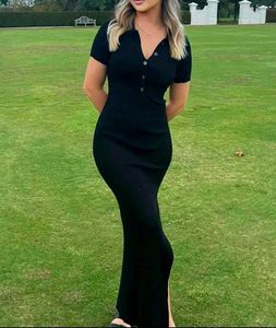 Chic Black Button-Down Maxi Dress