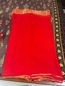 red golden saree