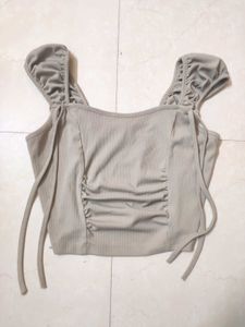 Ruched Tie-Strap Crop Top