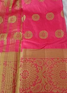 Beautiful Pink Saree with Gold Border