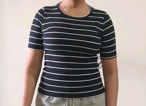 Code By Lifestyle Black And White Strips Top