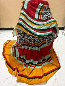 Vibrant Striped Saree