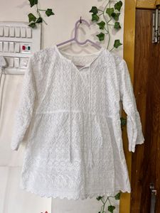 White Embroidered Tunic Top