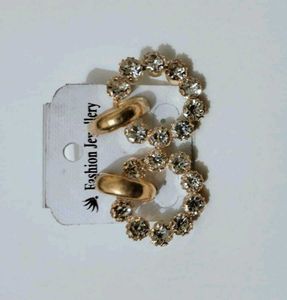 Gold Hoop Earrings with Crystals