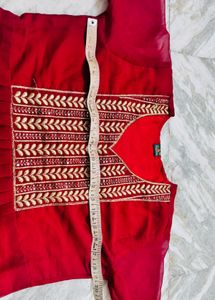Elegant Red Embellished Ethnic Gown