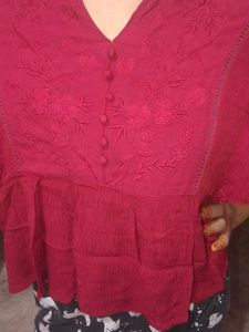 Red Embroidered Tunic