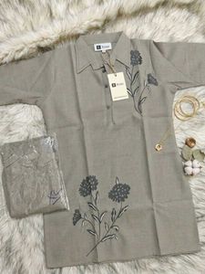 Best Grey Floral Embroidered Kurta and Pants Set