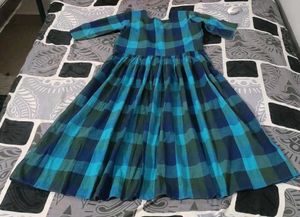 Blue Plaid Midi Dress