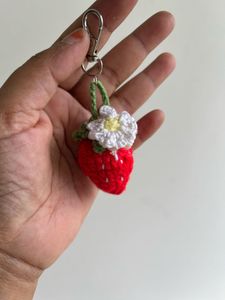 Strawberry Crochet Keychain