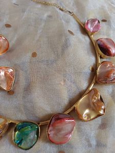 Boho Chic MOP Stone Necklace &amp; Earring Set