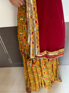 Yellow Sharara set with tassels