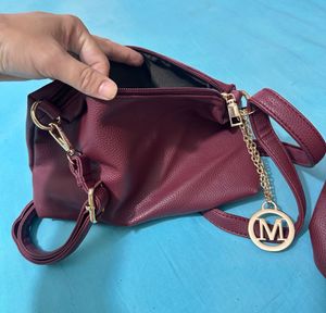 Chic Burgundy Handbag Set