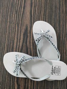 Women's White Flip Flops with Bow Detail