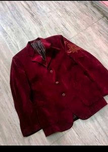 Velvet Blazer with Embroidery