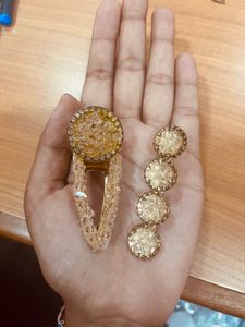 Sparkling Pink Crystal Hair Clips Set