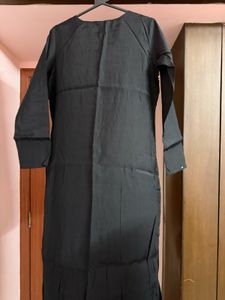 Black Embroidered Kurta Set with Pink Dupatta