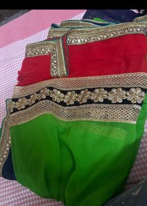 Heavy Designer Green Party Wear Saree with blouse