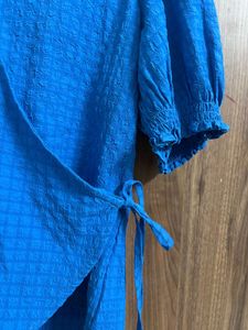 Vibrant Blue Textured Wrap top