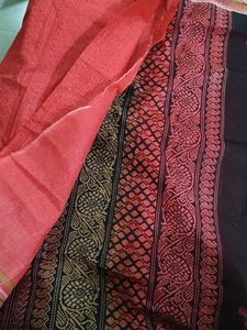 Beautiful Carrot Red Printed Saree