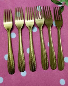 Set of 6 Gold Dessert Forks