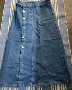 Denim Midi Skirt with Button Front