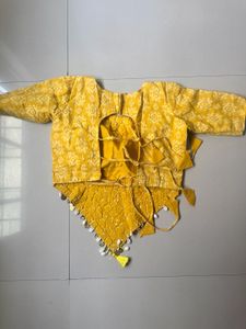 Yellow hand Embroidered Blouse with Mirror Work