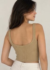 ORIGINAL H&amp;M Beige Ribbed V-Neck Crop Top