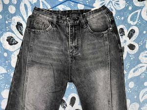 washed unisex Grey baggy jeans