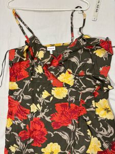 Floral Ruffle Spaghetti Strap Dress