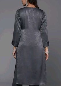 Elegant gray Kurta Set with Dupatta