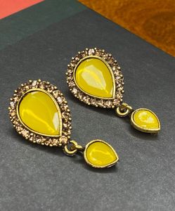 Yellow Teardrop Dangle Earrings