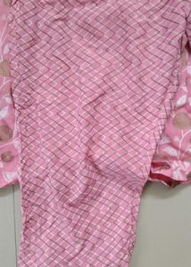 Peach Kurta Set With Embroidered Yolk