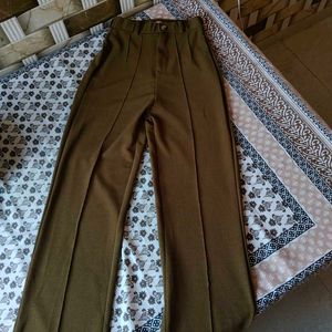 Olive Green Wide Leg Trousers