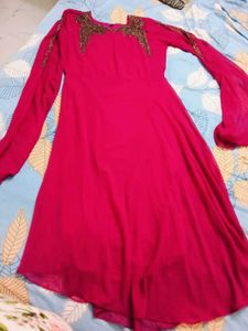 Beautiful Pink Kurta with Gold Embellishments