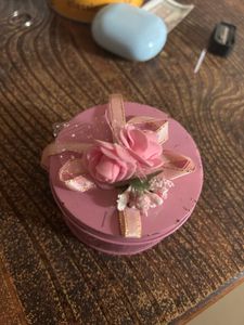 Decorative Pink Gift Box with Flowers