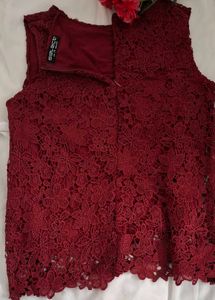 Burgundy Lace Crop Top