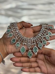 Noor-e-Mint Silver AD Choker Set 😍✨