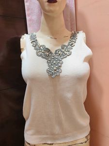 Beaded Neckline Sleeveless Top