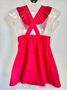 🎁Buy 1, Get 1 Free🎁Red Ruffled Dungree Top