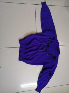 Embellished Purple Knit Sweater