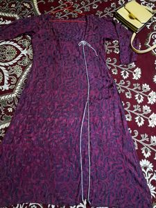 Chanderi Silk 💜Long A Line Kurta