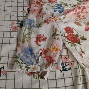 Korean Style Floral Top with Back Tie