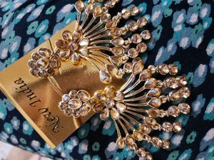 Only Single Time Used Beautiful Design Golden Earrings