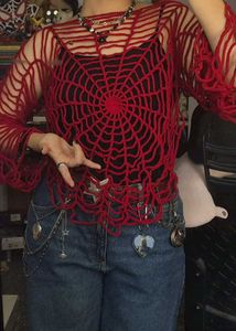 Red Spiderweb Cropped Top